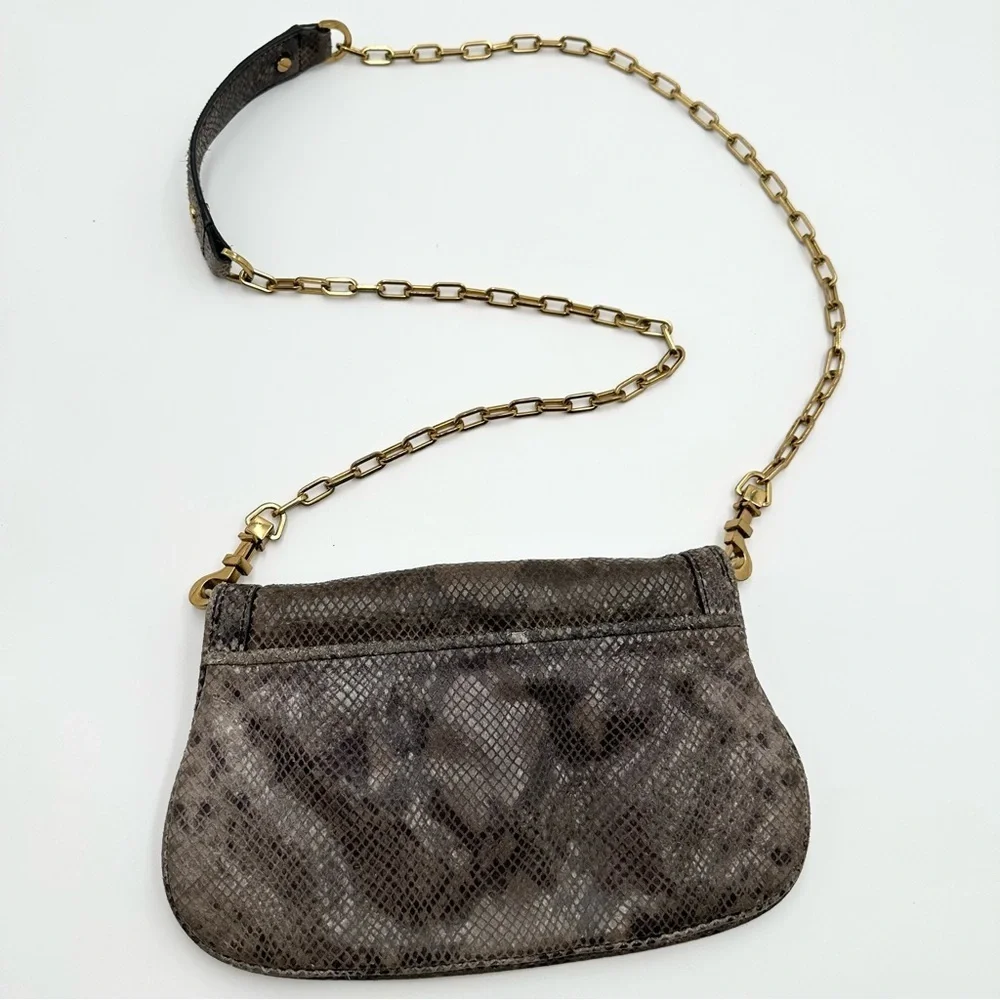 Tory Burch Amanda Snake Print Logo Clutch Crossbody